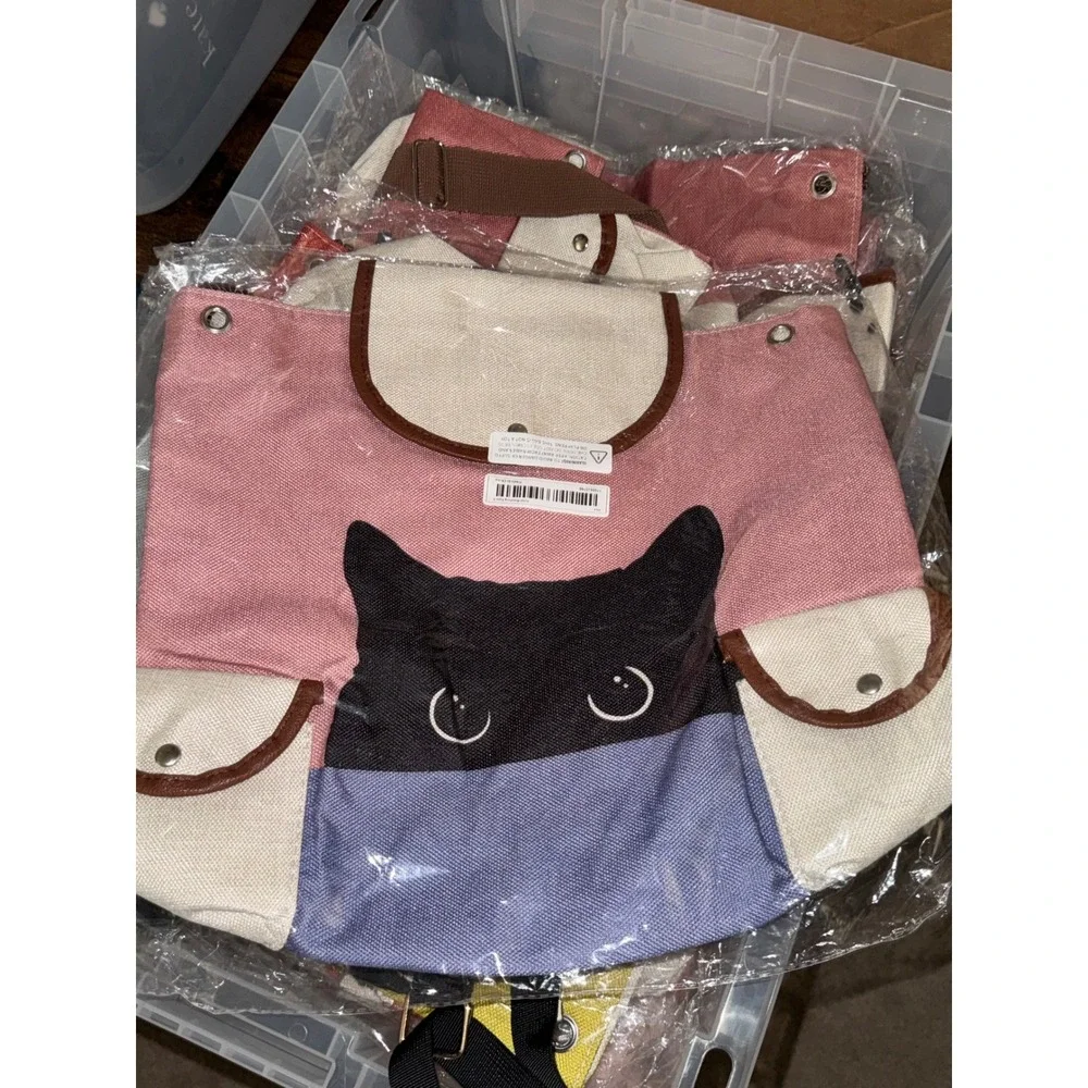 Cat Peekaboo Backpack Kawaii Style Canvas Rucksack Cute Women‎ Girl Pink Bag New